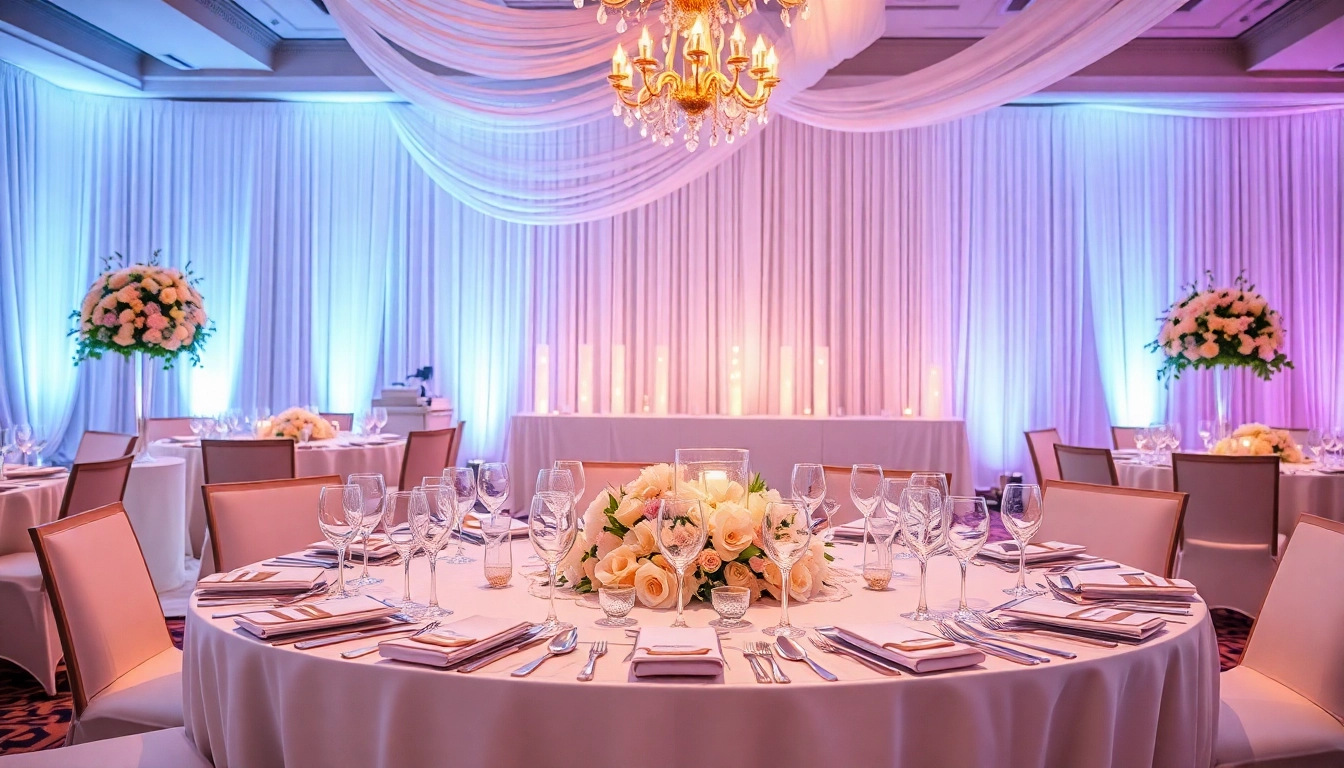 Capture an elegant event setup showcasing luxury decor and ambiance with https://www.casablancahire.co.uk/.